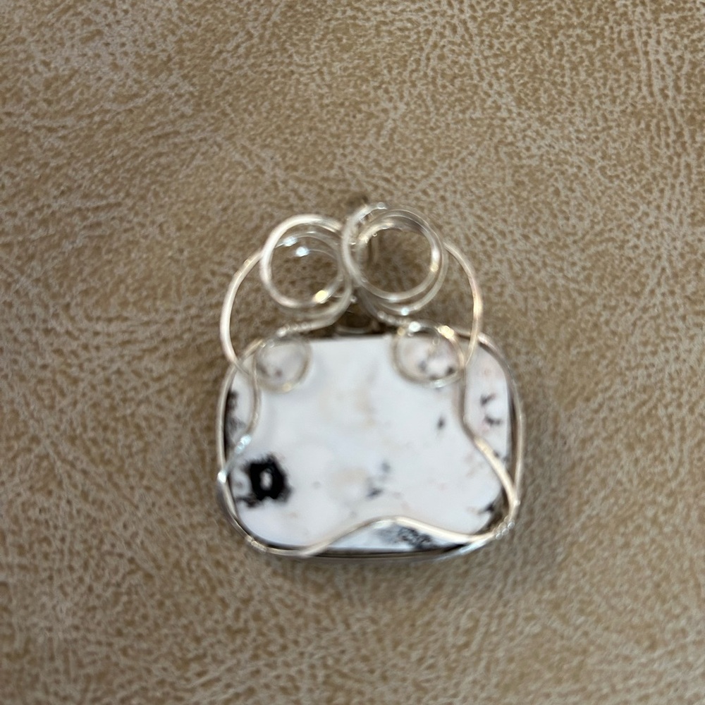 Silver Wire Wrapped White Stone Pendant White Buffalo Turquoise